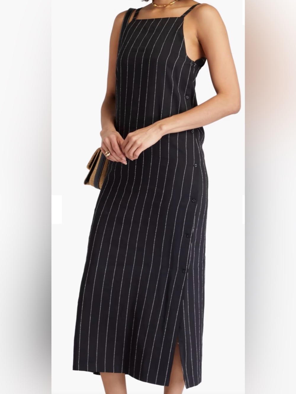 Loulou Studio Black with White Pinstripe Dress size S